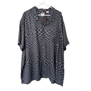 Levi's The Sunset Camp Shirt Trippy Checks Black Gray Button Up Size 3XL NWT‎